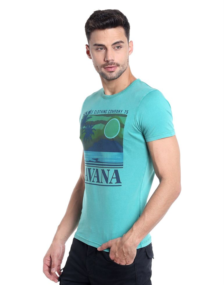 Jack n Jones Men Casual Wear Chest Print T-shirt